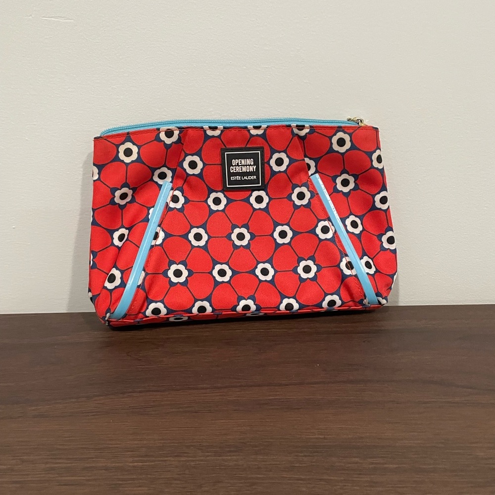 {Estee Lauder} Opening Ceremony Red And Blue Cosmetic Bag, floral
